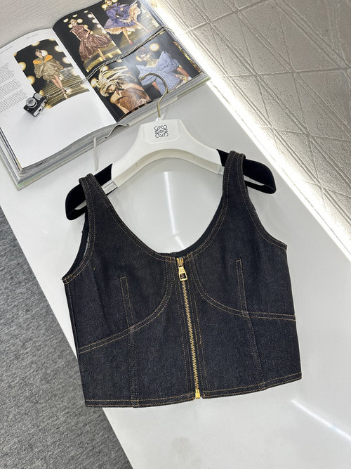 Louis Vuitton Zip-up Vest and Pants Set in Custom YB Twill Cotton Denim