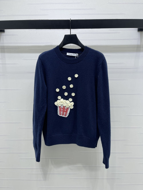 Dior Early Spring Knitted Sweater with 3D Flowers