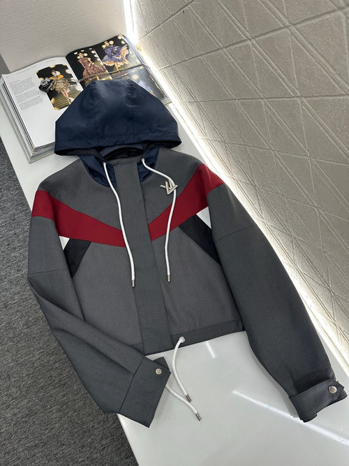 Louis Vuitton Hoodie with Color - Block Zipper Jacket and Skirt Set