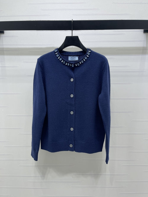 Prada New Elegant and Retro Water - drilled Round - neck Knit Cardigan