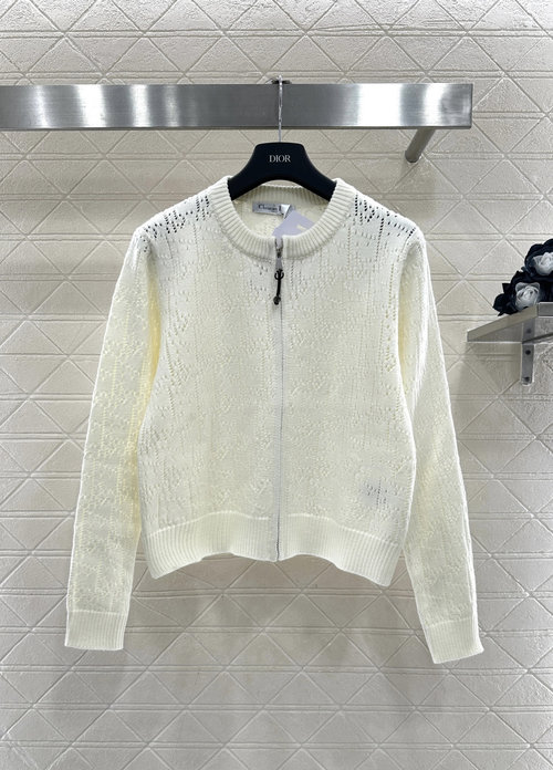 Dior Custom Wool Hollow Knit Open Cardigan with French Charm