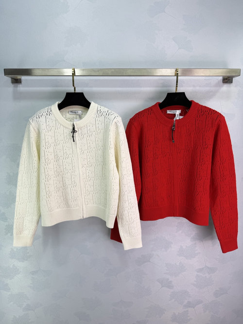 Dior Elegant Lace Knit Cardigan with Delicate Patterns