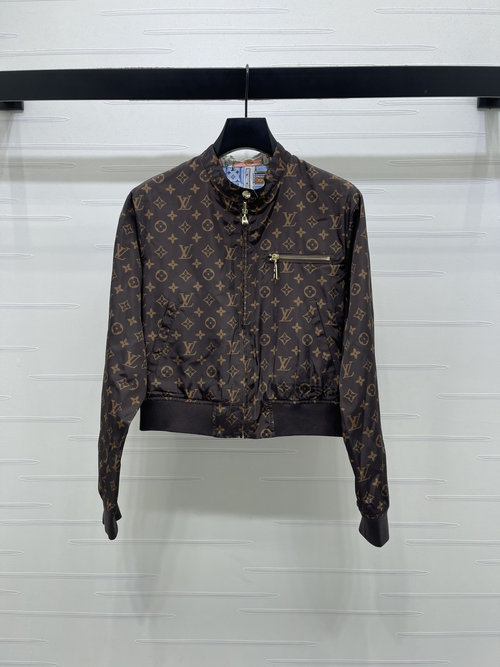 Louis Vuitton Reversible Printed Zipper Nylon Jacket, Elegant