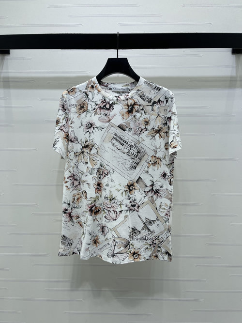 Dior Printed Letter Logo Cotton Short-Sleeve T-Shirt, Elegant