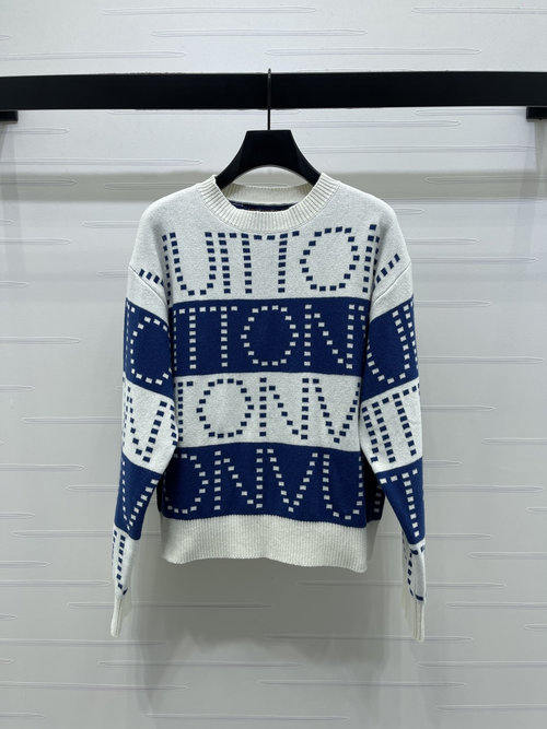 Louis Vuitton Customized Wool Blend Sweater with Dotted Stripe and Letter Logo