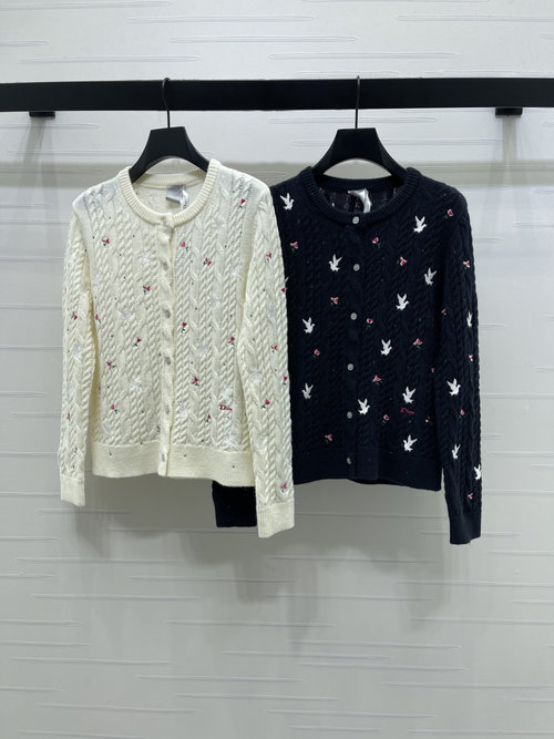 Dior Exquisite Embroidered Round-neck Knit Sweater