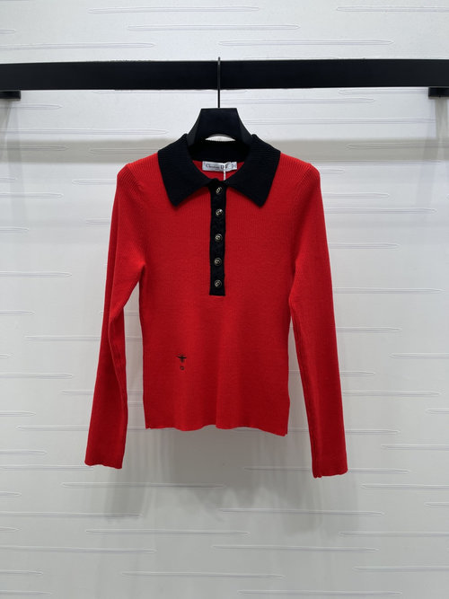 Dior Spring Knitted Long Sleeve with Contrast Collar
