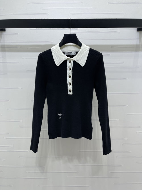 Dior Spring Knitted Long Sleeve with Contrast Collar