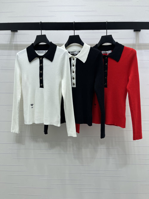 Dior Spring Knitted Long Sleeve with Contrast Collar