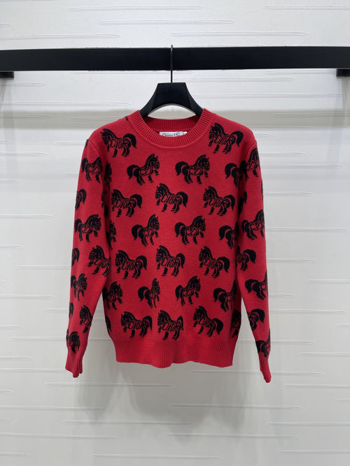 Dior Classic Round-Neck Horse Jacquard Knitted Sweater