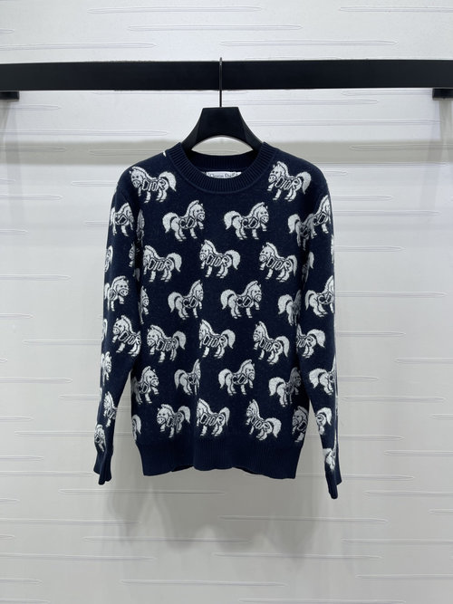 Dior Classic Round-Neck Horse Jacquard Knitted Sweater