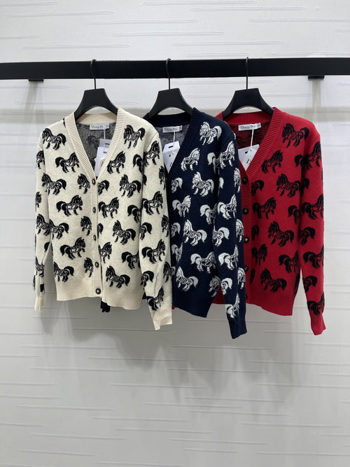 Dior V-Neck Horse Jacquard Cardigan, New Spring Series