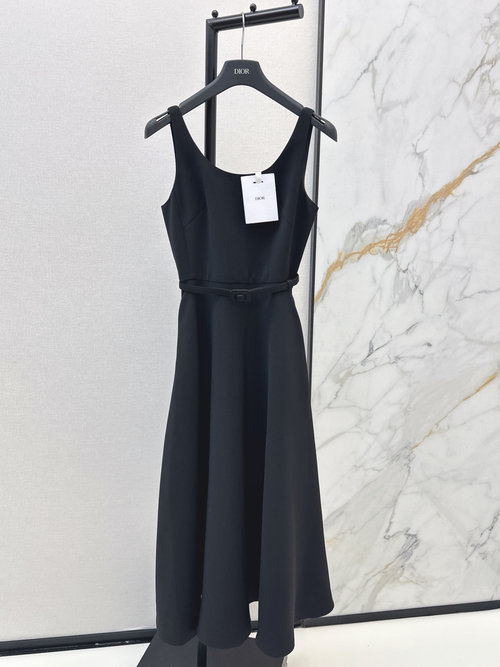 Dior Elegant High-waist Sleeveless Dress with Belt for Specials