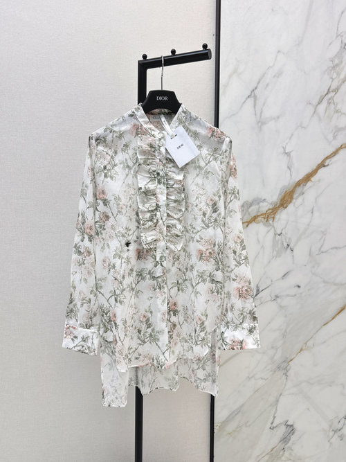 Dior Floral CD Pattern Shirt in Imported Cotton Elegance