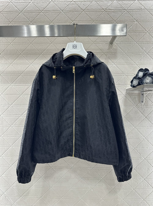 Dior Black Jacquard Windbreaker Skirt Set, Chic and Alluring