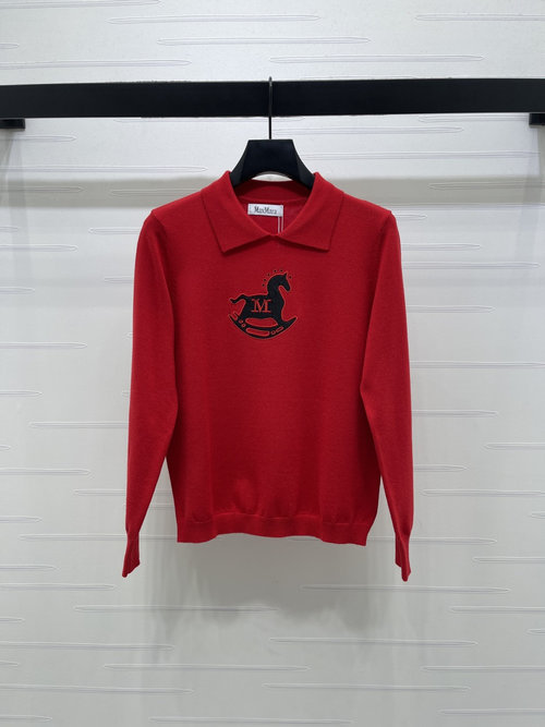 Max Mara Spring Slimming Horse-Print Crewneck Sweater