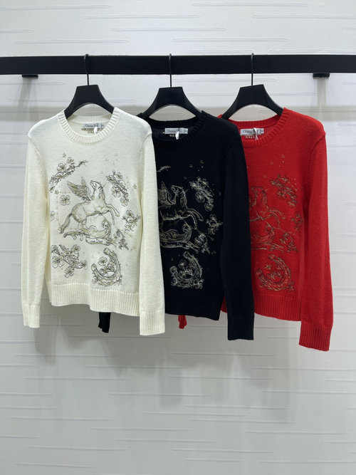 Dior New Year Pegasus Embroidery Long - Sleeve Sweater of Eastern Aesthetics