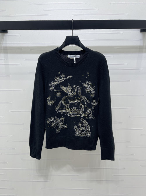 Dior New Year Pegasus Embroidery Long - Sleeve Sweater of Eastern Aesthetics