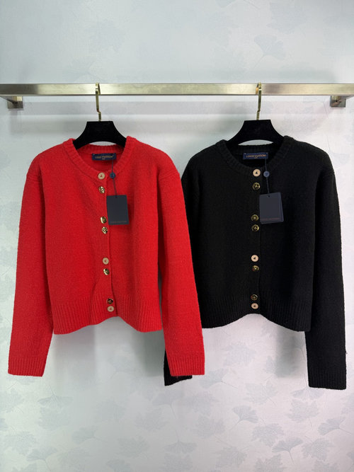 Louis Vuitton Collar Knit Cardigan with Metal Buttons in Luxurious Style