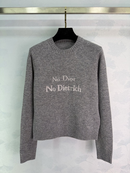 Dior Crew Neck Sweater with Logo Embroidery, Soft Knit Fabric