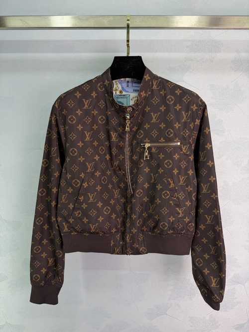 Louis Vuitton Reversible Imported Nylon Zip-Up Jacket for Two-Sided Wear
