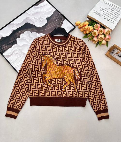Dior Classic FF Horse Jacquard Knit Long Sleeve