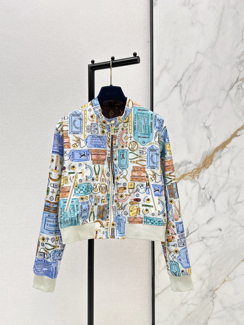 Louis Vuitton Double - sided Colorful Totem Baseball - style Jacket
