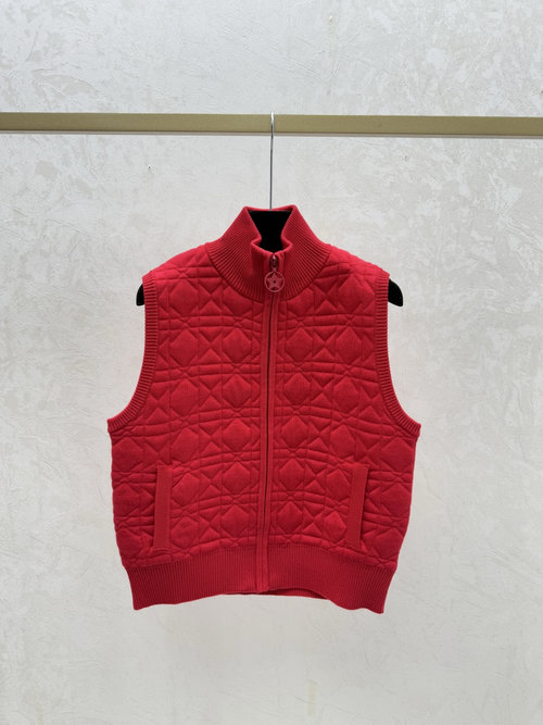Dior White, Red or Black Solid Color Simple Turtleneck Knitted Vest Cardigan