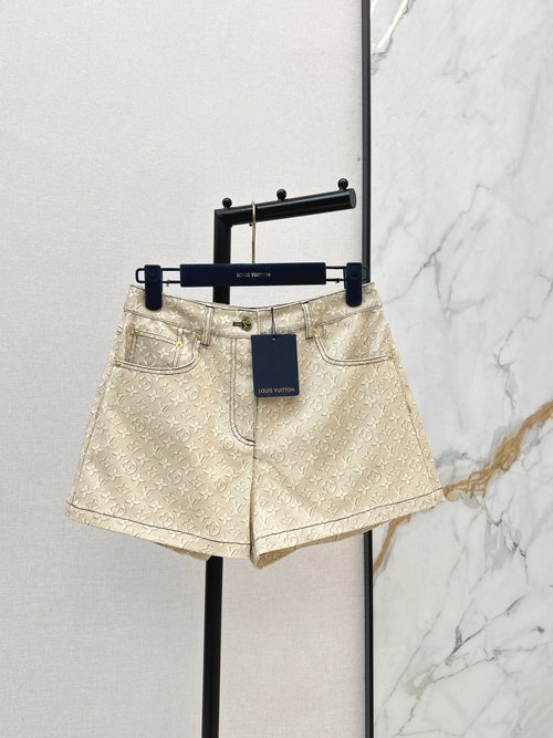 Louis Vuitton Beige Old - flower Print Shorts for Daily Wear
