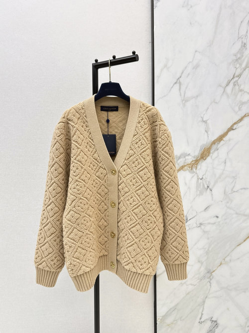 Louis Vuitton Relief Pattern Cardigan with Elastic - waist Skirt