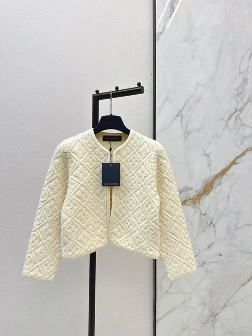 Louis Vuitton Cream - colored Knit Cardigan with Gold Buttons