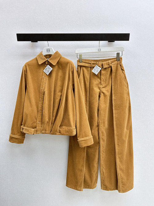 Loewe Deconstructed Corduroy Jacket with D-ring Belt, Elegant and Slimming