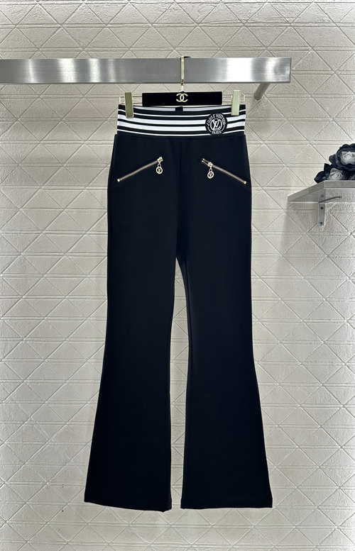 Louis Vuitton Micro-flare Knit Belt Zipper Trousers, Vintage Charm with Slim Fit