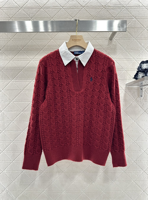 Polo Ralph Lauren Custom YB Wool False Two-piece Knit Pullover with Pony Embroidery