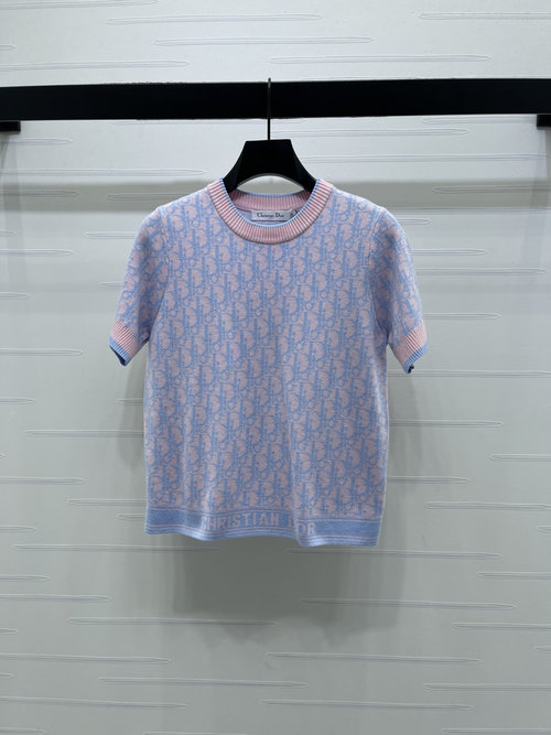 Dior New Series: Wool Knit Tee with Jacquard and Trim