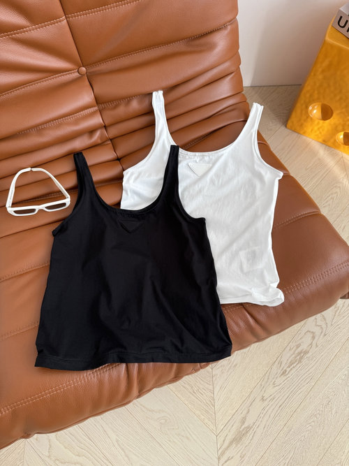 Prada Triangle Logo Decorated Sleeveless Vest