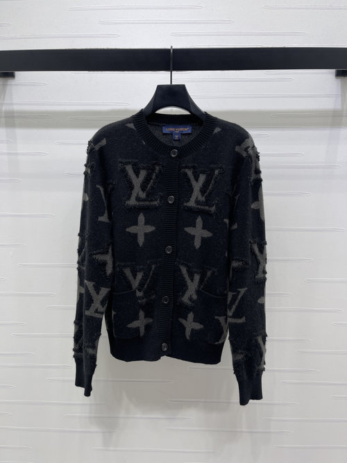 Louis Vuitton Towel Relief Round Neck Knit Cardigan, Full Logo