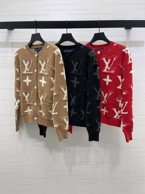 Louis Vuitton High - quality Knit Cardigan with Towel Relief & Logo