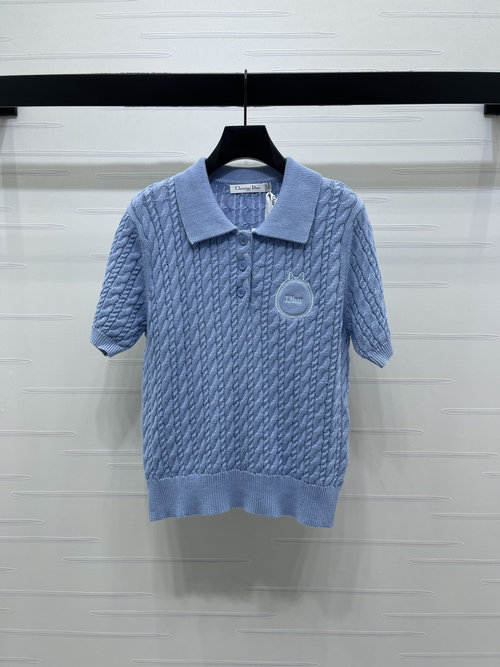 Dior Exquisite Roll-Neck Knit Short Sleeve with Logo