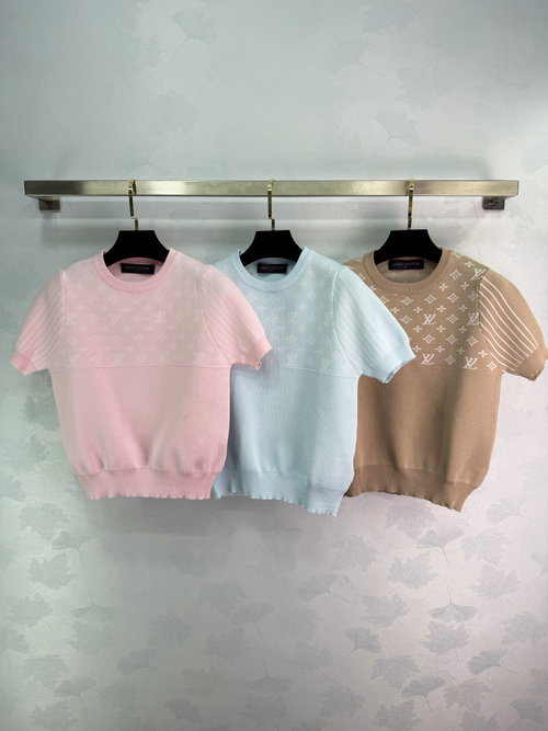 Louis Vuitton Monogram Patterned Lightweight Breathable Short - Sleeve Knit