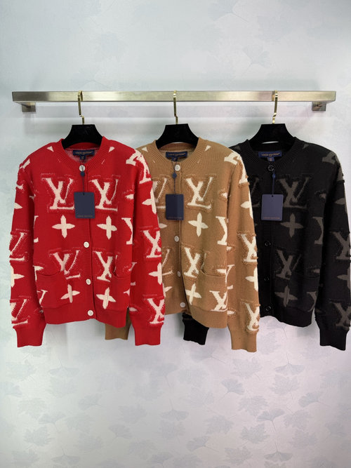 Louis Vuitton Fashionable Look Towel Relief Knit Cardigan with Logo