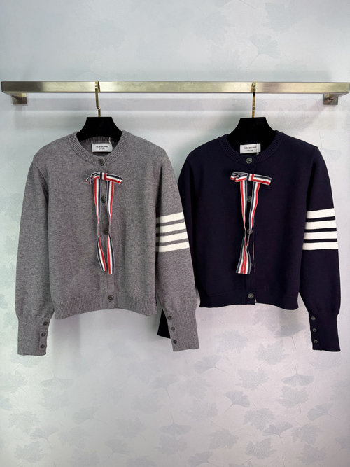 Thom Browne Customized Wool Knit Cardigan with Dog and Bowtie