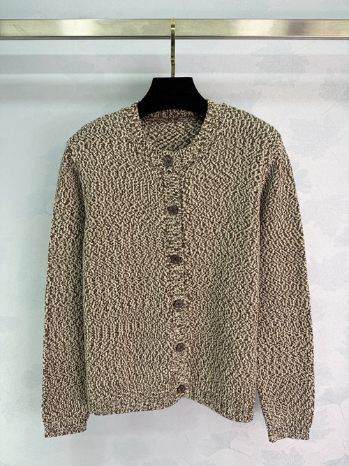 Louis Vuitton Knit Round Neck Cardigan with Monogram Buckle