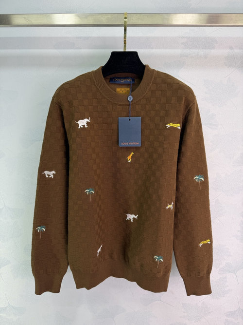Louis Vuitton Crew Neck Embroidered Knit Sweater