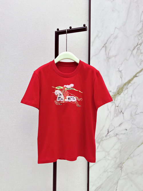 Burberry Horse-themed T-Shirt with Equestrian Warrior Embroidery