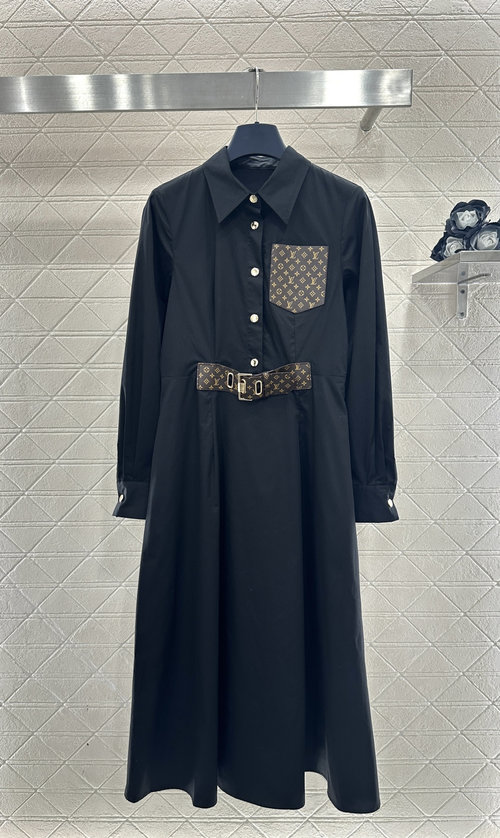Louis Vuitton Customized Cotton Shirt Dress with Checked Pockets