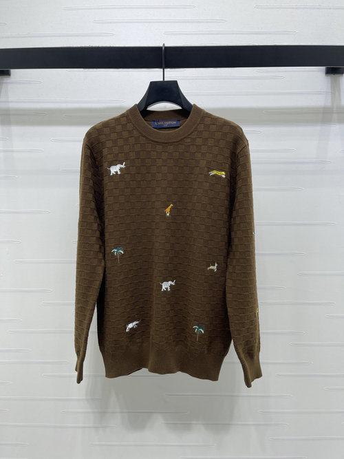 Louis Vuitton High-quality Knitted Pullover with Animal Embroidery
