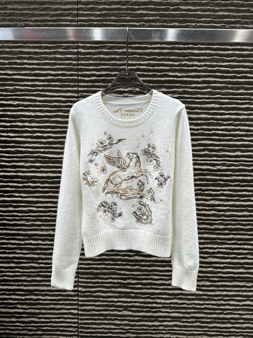 Dior Pullover Sweater with Fortune Horse Embroidery