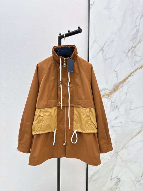 Louis Vuitton Hooded Mid-length Windbreaker in Caramel Tone