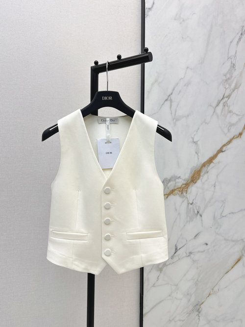 Dior Minimalist Cream Vest, Stylish and Versatile